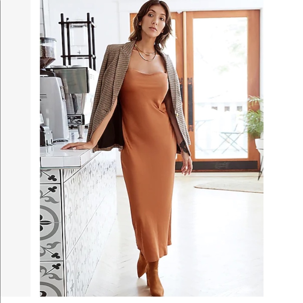 Satin Cowl Neck Maxi Slip Dress